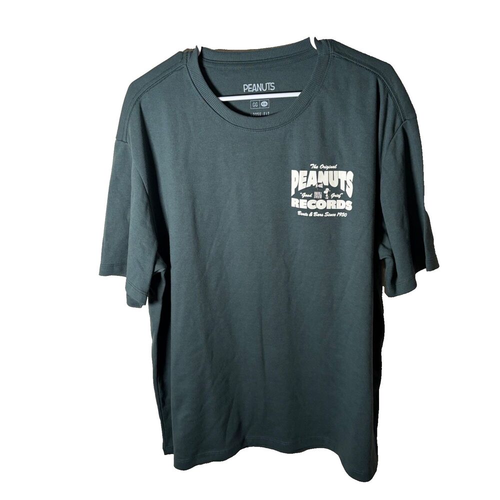 Peanuts T-Shirt Adult XL Loose Fit Green Crew Neck Short Sleeve Shirt Casual